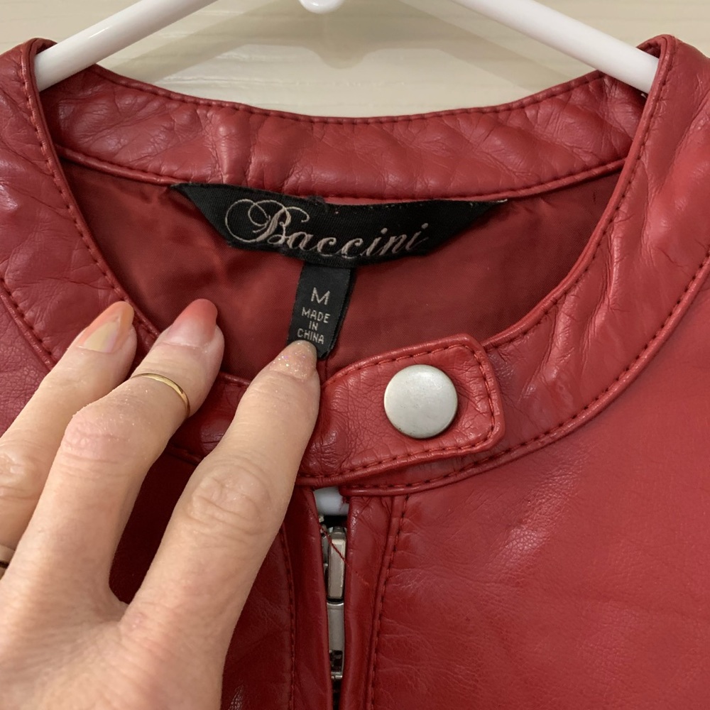 Vaccine Red Faux Leather Jacket - Women’s Like New